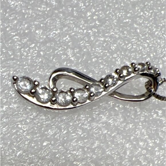 Sterling Silver Infinity Cubic Zirconia Pendant Necklace 925 Sun Jewelry Box Cha - Picture 11 of 15